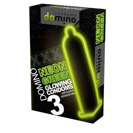 Презервативы DOMINO Neon Green со светящимся в темноте кончиком - 3 шт.